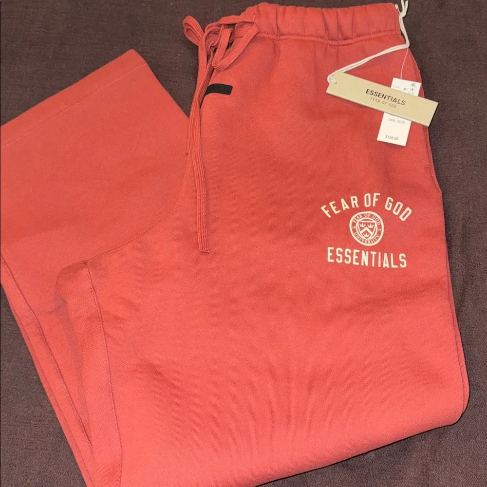 NEW Essentials Fear of God Crimson Straight Leg Sweatpants Authentic 💯 - Picture 2 of 5
